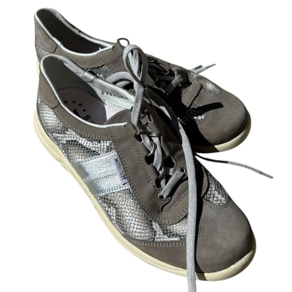 Mephisto Runoff Women Gray Leather Snake Print Air Jet System Sneakers‎ Size 7.5